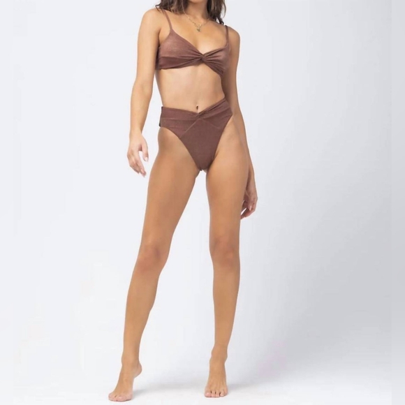 L*Space Shimmer Ringo Bikini Top In Pebble And Dusty Pearl Size XS NWT MSRP $119 - Picture 2 of 9